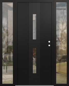 DIAMOND A6 68" X 80" BLACK/BLACK CLEAR GLASS PANEL BLACK LHI WITH 2 SIDELITES CLEAR GLASS