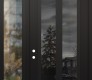 Modern Steel Front Door Diamond C14 48" x 96" black/black mirrored Glass Panel black RHI with Sidelite and Transom clear Glass
