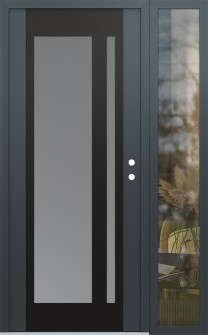Diamond C15 52" x 80" anthracite/anthracite frosted Glass Panel black LHI with Sidelite clear Glass