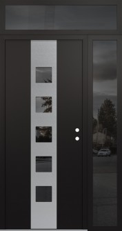 DIAMOND A13 52" X 96" BLACK/BLACK MIRRORED GLASS PANEL STAINLESS STEEL LHI WITH SIDELITE AND TRANSOM MIRRORED GLASS