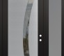 Modern Steel Front Door Diamond C4 52" x 96" black/black clear Glass Panel stainless steel LHI with Sidelite and Transom frosted Glass