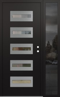 Diamond D4 50" x 80" black/black clear Glass Panel stainless steel LHI with Sidelite mirrored Glass
