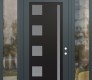 Modern Steel Front Door Diamond C3 64" x 96" anthracite/anthracite frosted Glass Panel black LHI with 2 Sidelites and Transom clear Glass