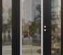 Modern Steel Front Door Diamond C1 68" x 80" black/black clear Glass Panel stainless steel LHI with 2 Sidelites clear Glass