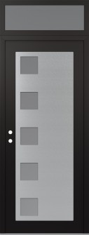 Diamond C5 36" x 96" black/white frosted Glass Panel stainless steel RHI with Transom frosted Glass