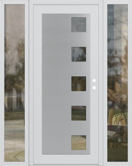 Diamond C5 64" x 80" white/white clear Glass Panel stainless steel LHI with 2 Sidelites clear Glass