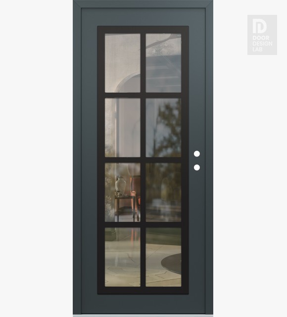 Modern Steel Front Door Diamond C16 36" x 80" anthracite/anthracite clear Glass Panel black LHI