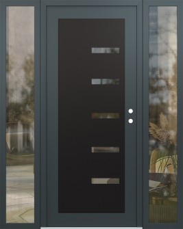 Diamond C8 60" x 80" anthracite/anthracite clear Glass Panel black LHI with 2 Sidelites clear Glass