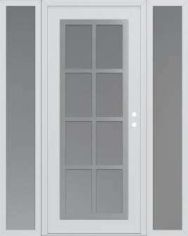 Diamond C16 64" x 80" white/white frosted Glass Panel stainless steel LHI with 2 Sidelites frosted Glass