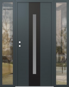 DIAMOND A2 60" X 80" ANTHRACITE/ANTHRACITE FROSTED GLASS PANEL BLACK RHI WITH 2 SIDELITES CLEAR GLASS