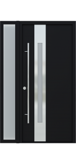 MODERN FRONT STEEL DOOR ZEPHYR BLACK/WHITE 49 1/4" X 81 11/16" RHI + SIDELITE LEFT