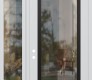 Modern Steel Front Door Diamond C1 50" x 96" white/white clear Glass Panel black RHI with Sidelite and Transom clear Glass