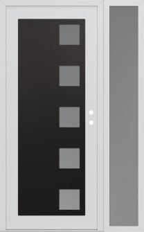 Diamond C5 52" x 80" white/white frosted Glass Panel black LHI with Sidelite frosted Glass