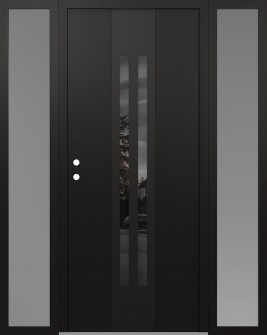 DIAMOND A8 64" X 80" BLACK/BLACK MIRRORED GLASS PANEL BLACK RHI WITH 2 SIDELITES FROSTED GLASS