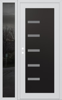 Diamond C8 52" x 80" white/white frosted Glass Panel black LHI with Sidelite mirrored Glass