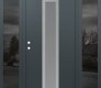 Modern Steel Front Door DIAMOND A1 64" X 80" ANTHRACITE/ANTHRACITE FROSTED GLASS PANEL STAINLESS STEEL RHI WITH 2 SIDELITES MIRRORED GLASS