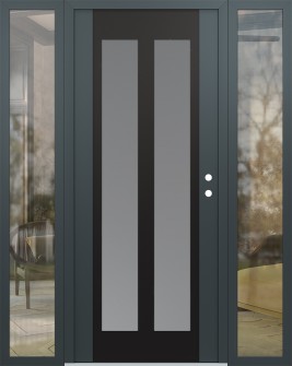 Diamond C14 60" x 80" anthracite/anthracite frosted Glass Panel black LHI with 2 Sidelites clear Glass
