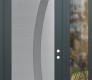 Modern Steel Front Door Diamond C4 50" x 96" anthracite/anthracite frosted Glass Panel stainless steel LHI with Sidelite and Transom clear Glass