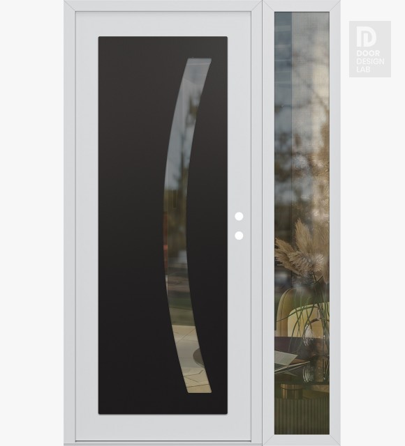 Modern Steel Front Door Diamond C4 48" x 80" white/white clear Glass Panel black LHI with Sidelite clear Glass