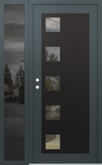 Diamond C5 52" x 80" anthracite/anthracite clear Glass Panel black RHI with Sidelite mirrored Glass