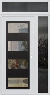 Diamond C2 52" x 96" white/white clear Glass Panel black LHI with Sidelite and Transom mirrored Glass