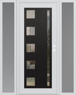 Diamond C3 60" x 80" white/white clear Glass Panel black LHI with 2 Sidelites frosted Glass