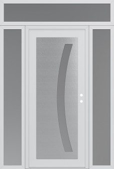 Diamond C4 68" x 96" white/white frosted Glass Panel stainless steel LHI with 2 Sidelites and Transom frosted Glass