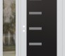 Modern Steel Front Door Diamond C8 52" x 80" white/white frosted Glass Panel black RHI with Sidelite clear Glass