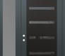 Modern Steel Front Door Diamond C7 52" x 96" anthracite/anthracite mirrored Glass Panel black RHI with Sidelite and Transom frosted Glass