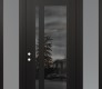 Modern Steel Front Door Diamond C15 60" x 96" black/black mirrored Glass Panel black RHI with 2 Sidelites and Transom frosted Glass