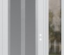 Modern Steel Front Door Diamond C14 52" x 96" white/white frosted Glass Panel stainless steel LHI with Sidelite and Transom clear Glass