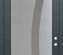 Modern Steel Front Door Diamond C4 36" x 96" anthracite/anthracite frosted Glass Panel stainless steel LHI with Transom mirrored Glass