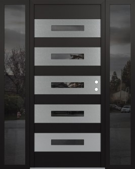 Diamond D9 60" x 80" black/black mirrored Glass Panel stainless steel LHI with 2 Sidelites mirrored Glass