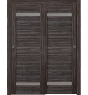 Perla Vetro Gray Oak Bypass doors