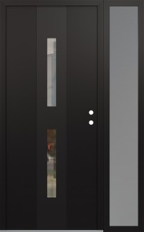 DIAMOND A6 50" X 80" BLACK/BLACK CLEAR GLASS PANEL BLACK LHI WITH SIDELITE FROSTED GLASS