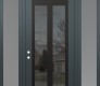 Modern Steel Front Door Diamond C14 68" x 96" anthracite/anthracite mirrored Glass Panel black RHI with 2 Sidelites and Transom frosted Glass