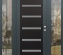 Modern Steel Front Door Diamond C7 68" x 80" anthracite/anthracite frosted Glass Panel black LHI with 2 Sidelites clear Glass