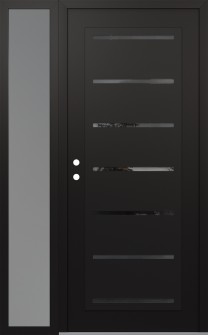 Diamond C11 52" x 80" black/black mirrored Glass Panel black RHI with Sidelite frosted Glass