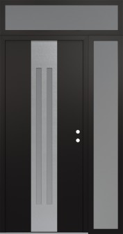 DIAMOND A8 52" X 96" BLACK/WHITE FROSTED GLASS PANEL STAINLESS STEEL LHI WITH SIDELITE AND TRANSOM FROSTED GLASS