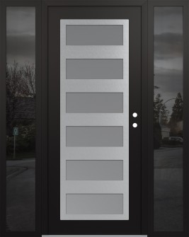 Diamond C9 60" x 80" black/white frosted Glass Panel stainless steel LHI with 2 Sidelites mirrored Glass