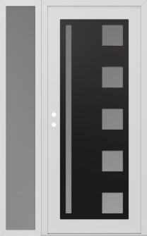 Diamond C3 52" x 80" white/white frosted Glass Panel black RHI with Sidelite frosted Glass