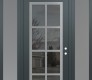 Modern Steel Front Door Diamond C16 64" x 96" anthracite/anthracite mirrored Glass Panel stainless steel LHI with 2 Sidelites and Transom frosted Glass