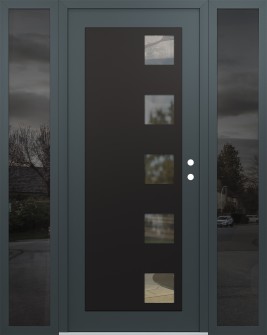 Diamond C5 64" x 80" anthracite/anthracite clear Glass Panel black LHI with 2 Sidelites mirrored Glass