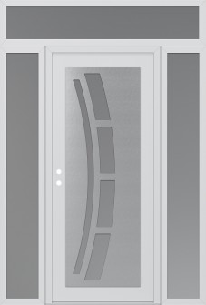 Diamond C12 68" x 96" white/white frosted Glass Panel stainless steel RHI with 2 Sidelites and Transom frosted Glass