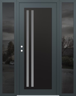 Diamond C6 60" x 80" anthracite/anthracite frosted Glass Panel black RHI with 2 Sidelites mirrored Glass