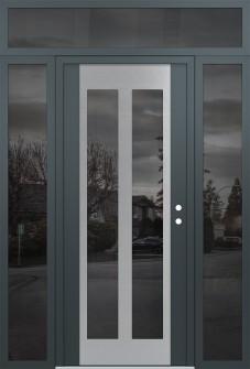 Diamond C14 68" x 96" anthracite/anthracite mirrored Glass Panel stainless steel LHI with 2 Sidelites and Transom mirrored Glass