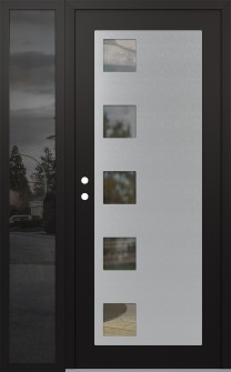 Diamond C5 52" x 80" black/black clear Glass Panel stainless steel RHI with Sidelite mirrored Glass