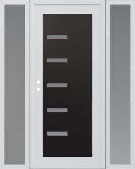Diamond C8 60" x 80" white/white frosted Glass Panel black RHI with 2 Sidelites frosted Glass