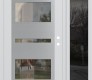 Modern Steel Front Door Diamond C10 52" x 80" white/white clear Glass Panel stainless steel LHI with Sidelite mirrored Glass