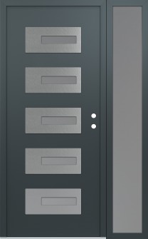 Diamond D6 48" x 80" anthracite/anthracite frosted Glass Panel stainless steel LHI with Sidelite frosted Glass
